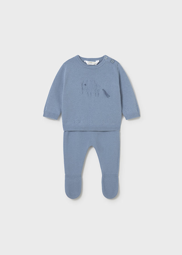 Conjunto polaina tricot bebé