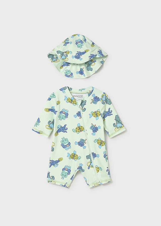 Conjunto de baño con gorro bebé