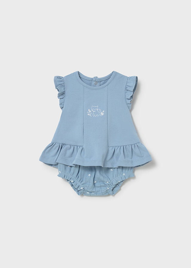 Conjunto 4 piezas camiseta y cubrepañal bebé