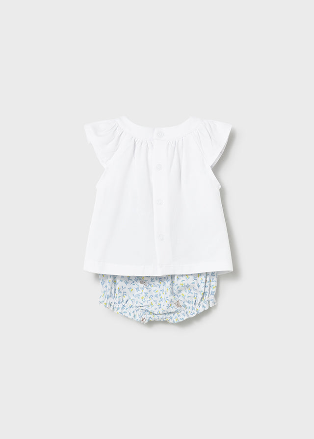 Conjunto 4 piezas camiseta y cubrepañal bebé