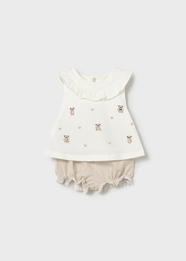 Pack bebé niña 4 piezas: camiseta y  cubrepañal.