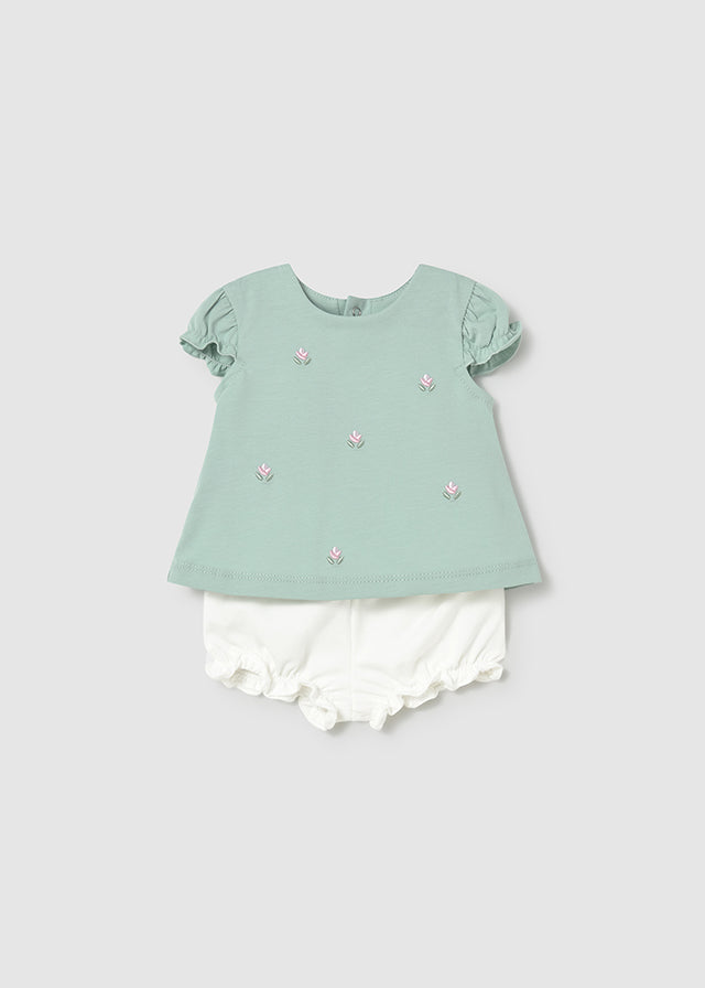 Pack bebé niña 4 piezas: camiseta y  cubrepañal.