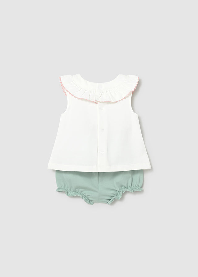 Pack bebé niña 4 piezas: camiseta y  cubrepañal.