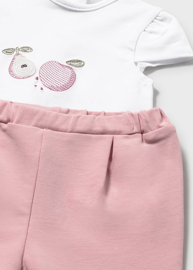 Conjunto bebé 3 piezas camiseta, blusa y legging.