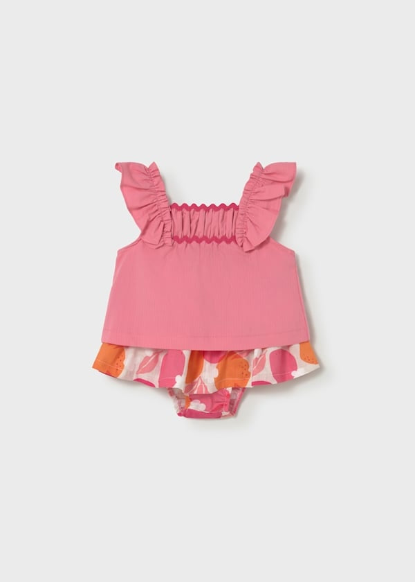 Conjunto falda estampada y blusa bebe