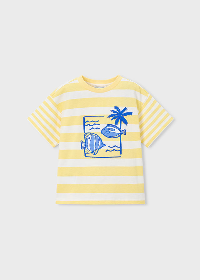 Camiseta manga corta rayas estampadas