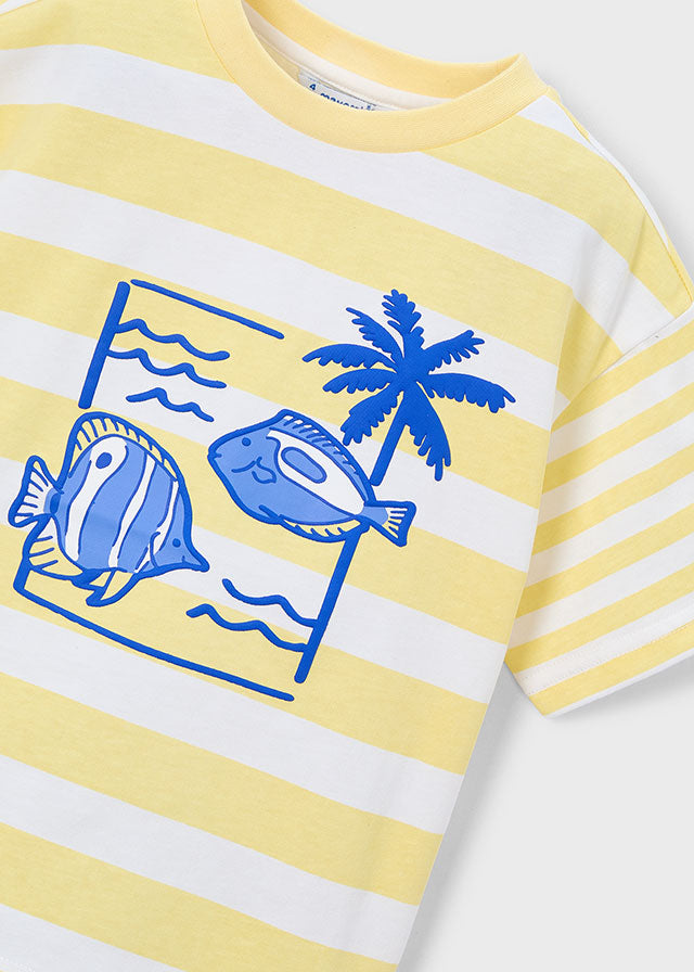 Camiseta manga corta rayas estampadas
