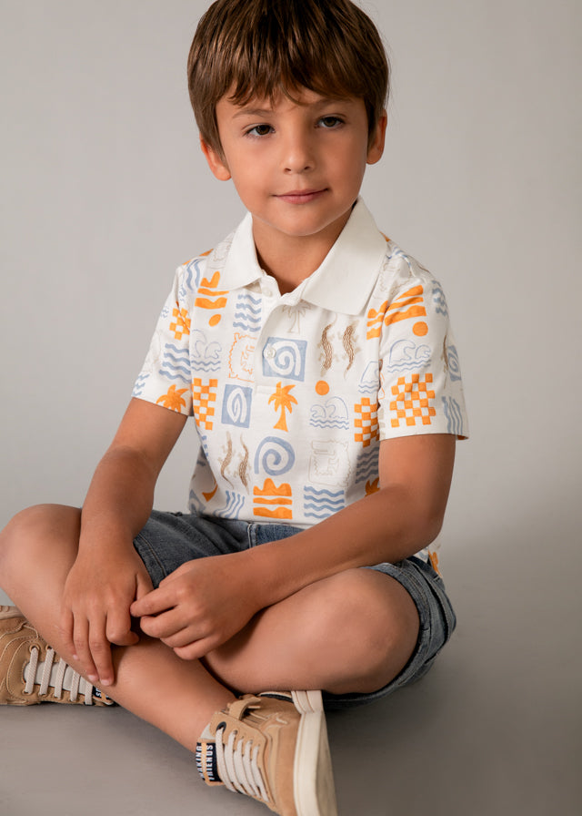 Polo manga corta estampado niño