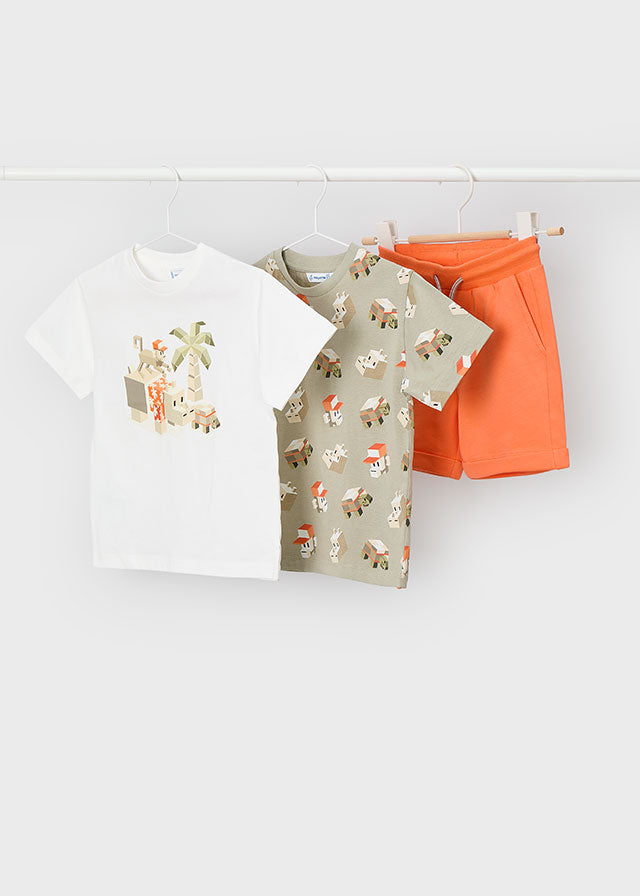Conjunto 2 camisetas y bermuda niño