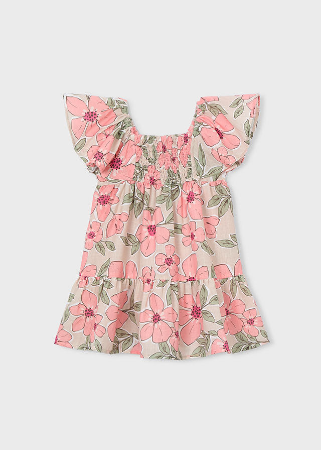 Vestido efecto lino estampado