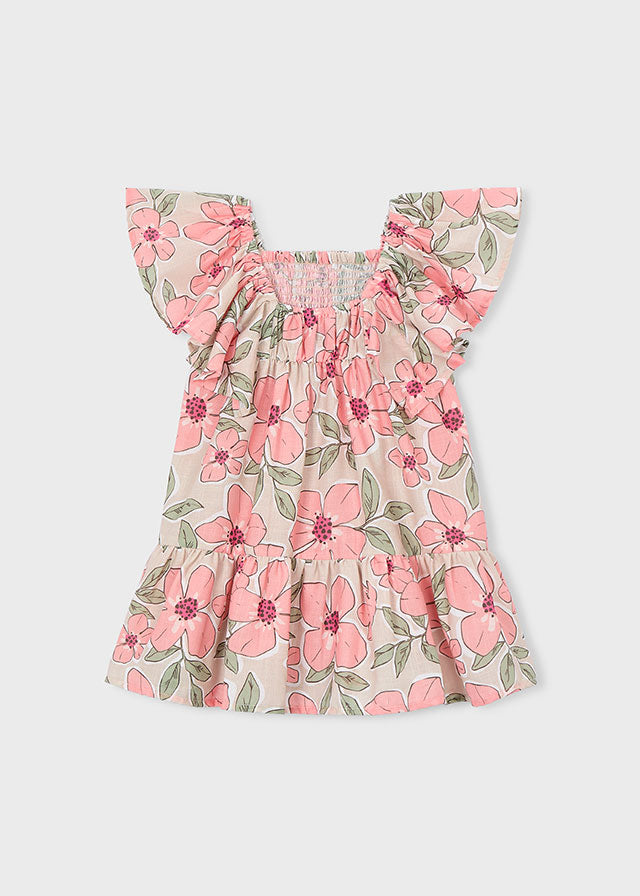 Vestido efecto lino estampado
