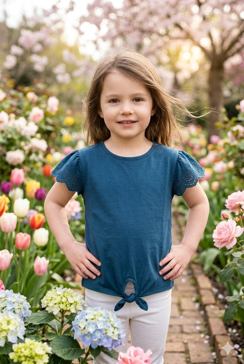 Camiseta punto combinada de niña
