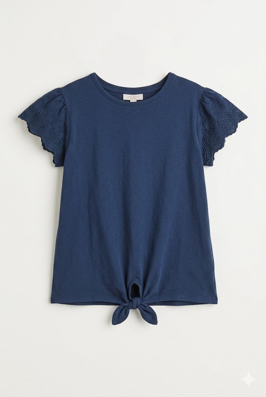 Camiseta punto combinada de niña