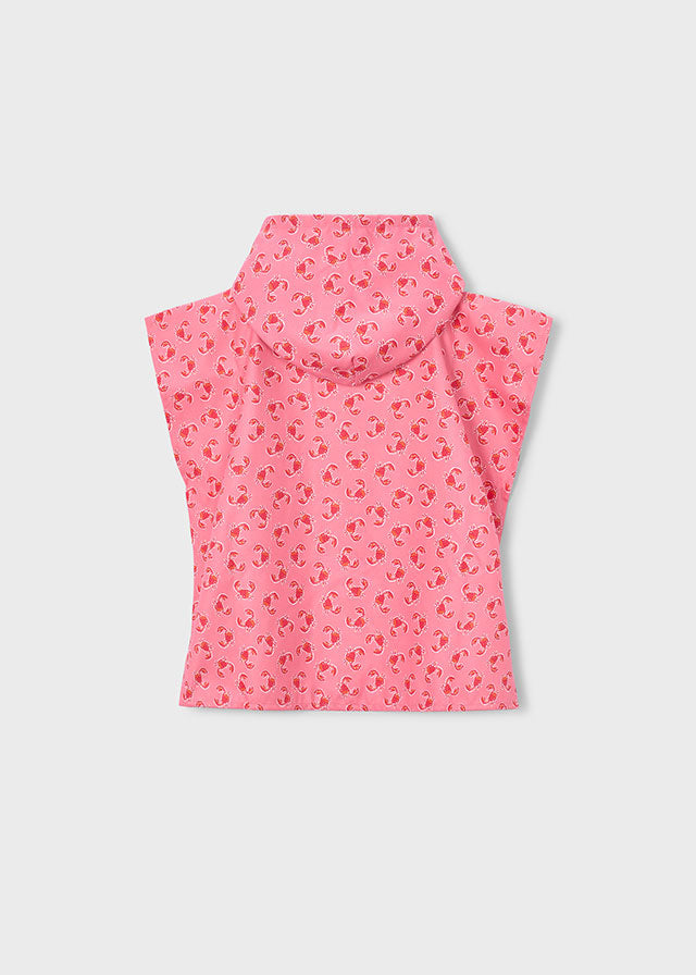 Poncho playa estampado con capucha niña.