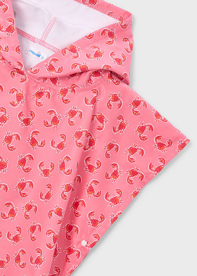 Poncho playa estampado con capucha niña.