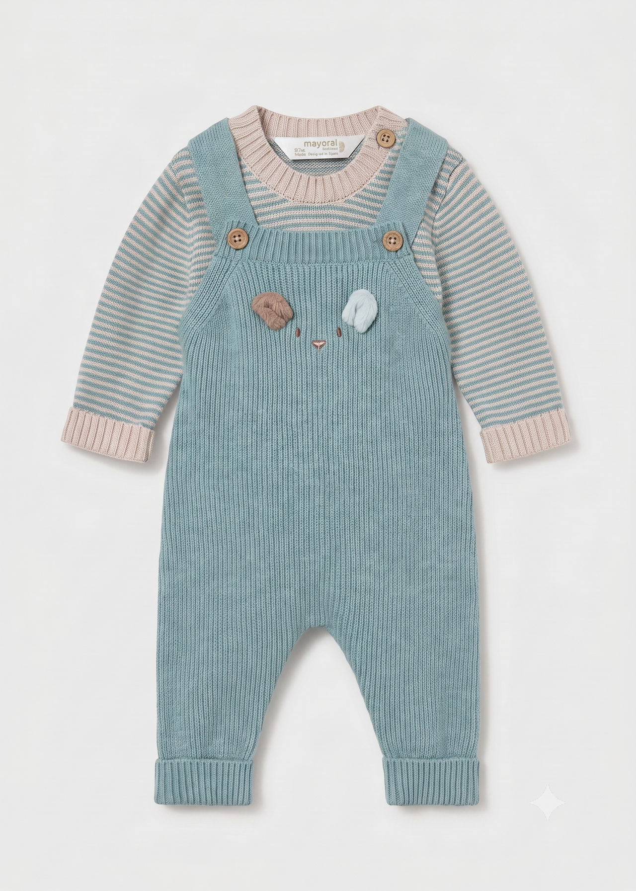 Conjunto peto y camiseta tricot bebé niño.