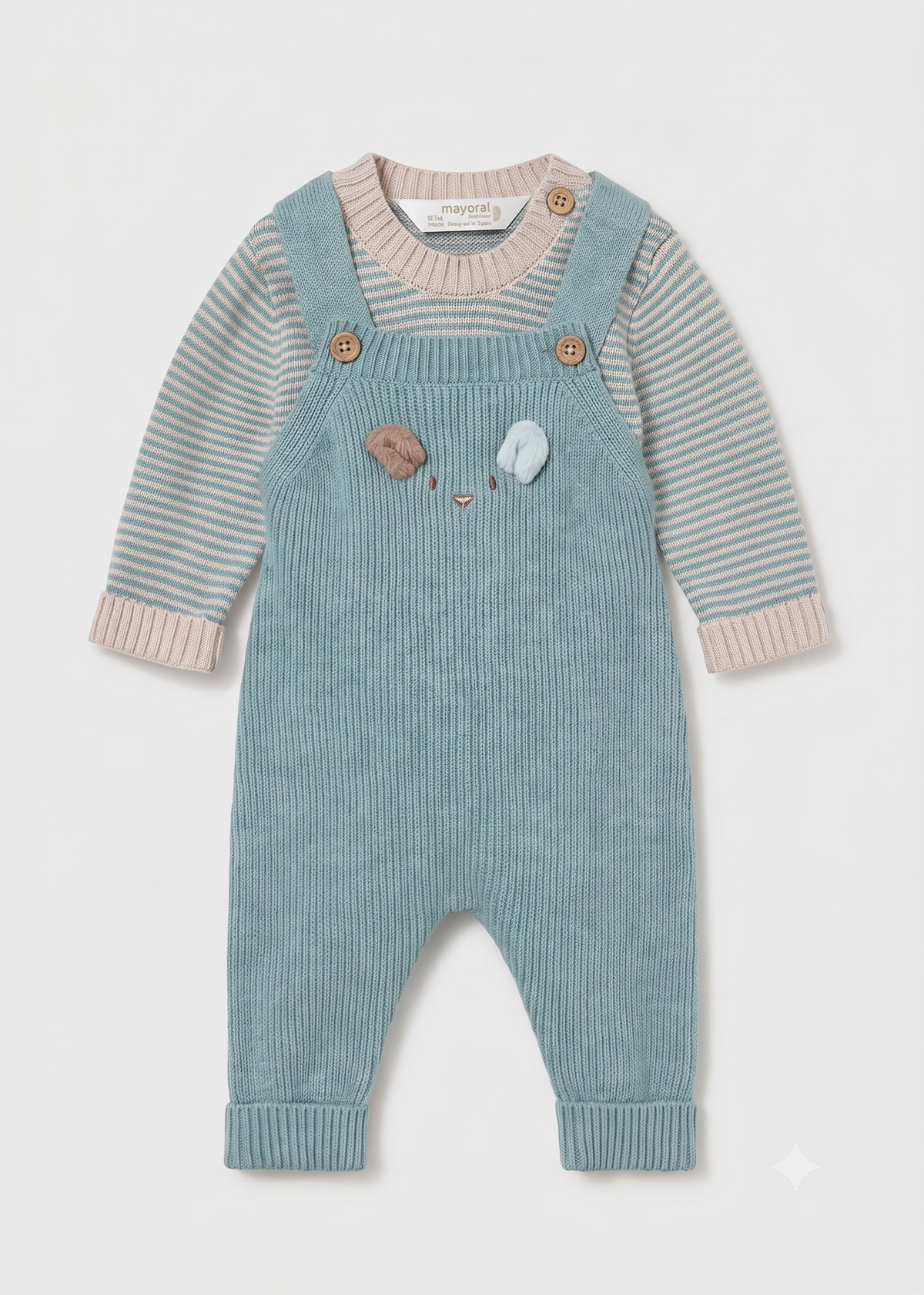 Conjunto peto y camiseta tricot bebé niño.