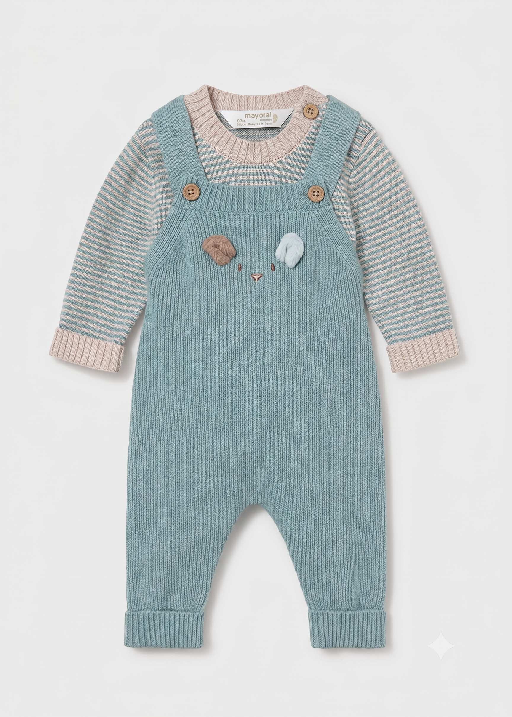 Conjunto peto y camiseta tricot bebé niño.