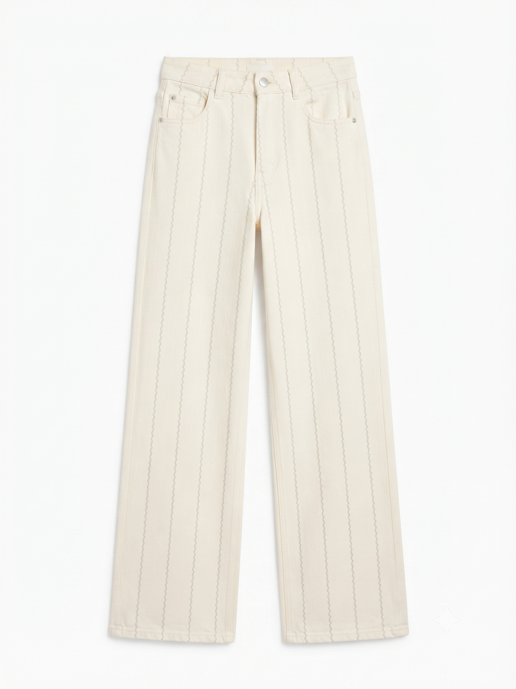 Pantalon  rectos en crudo con rayas verticales, chica.