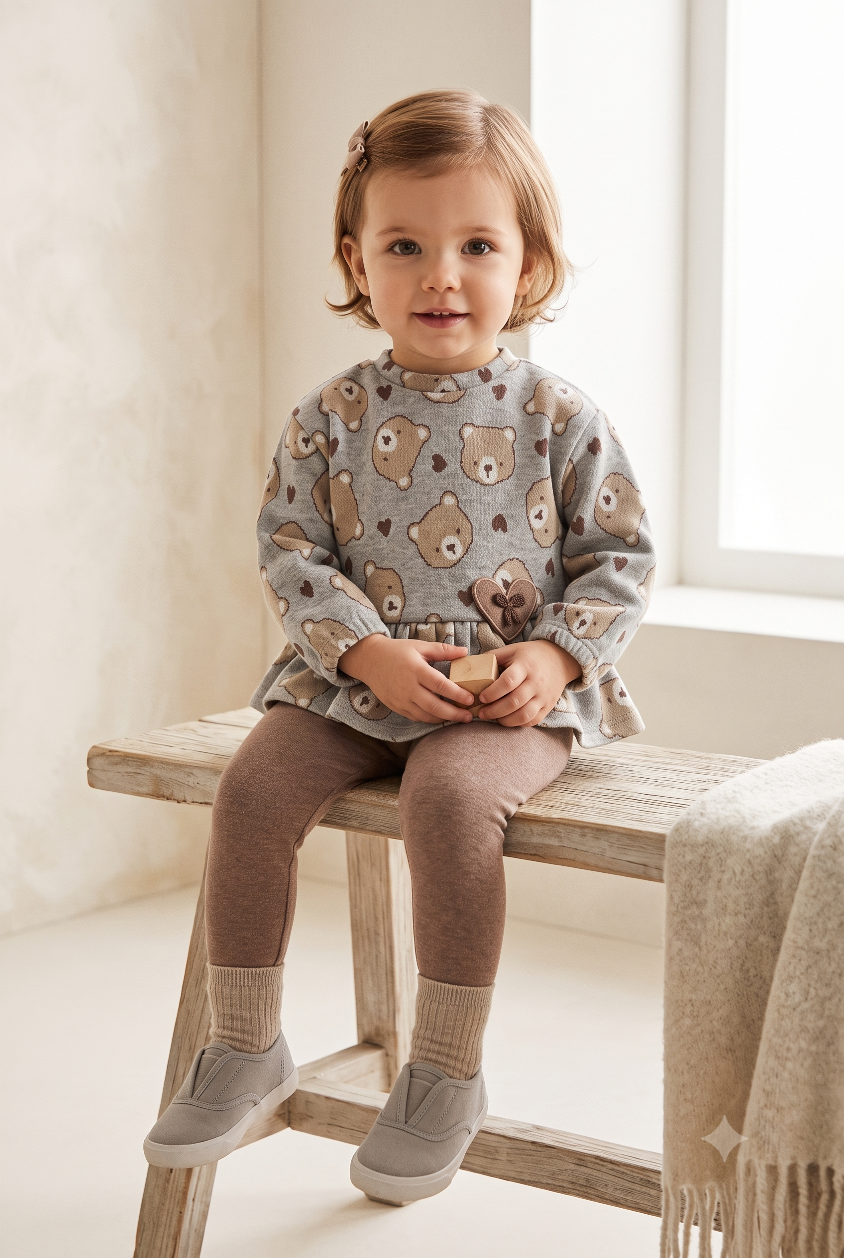 Conjunto leggings y sudadera con volante y corazon bebe niña.