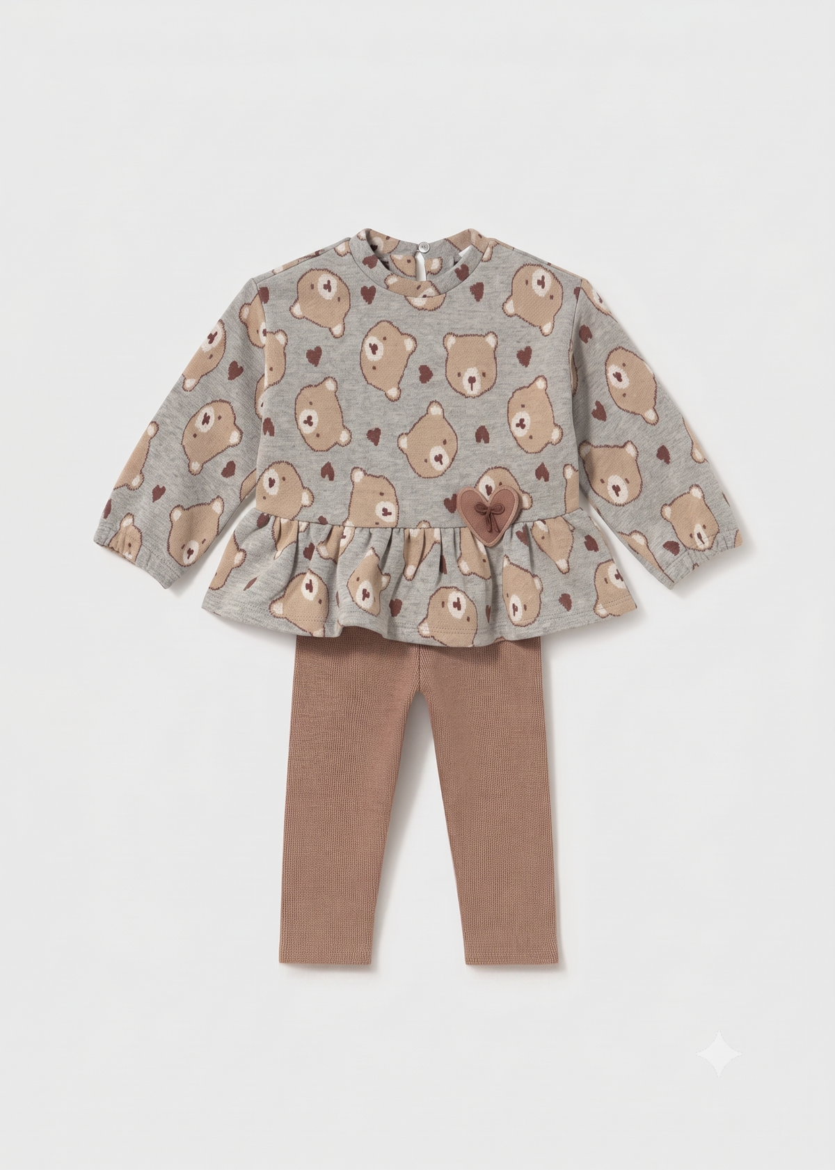 Conjunto leggings y sudadera con volante y corazon bebe niña.