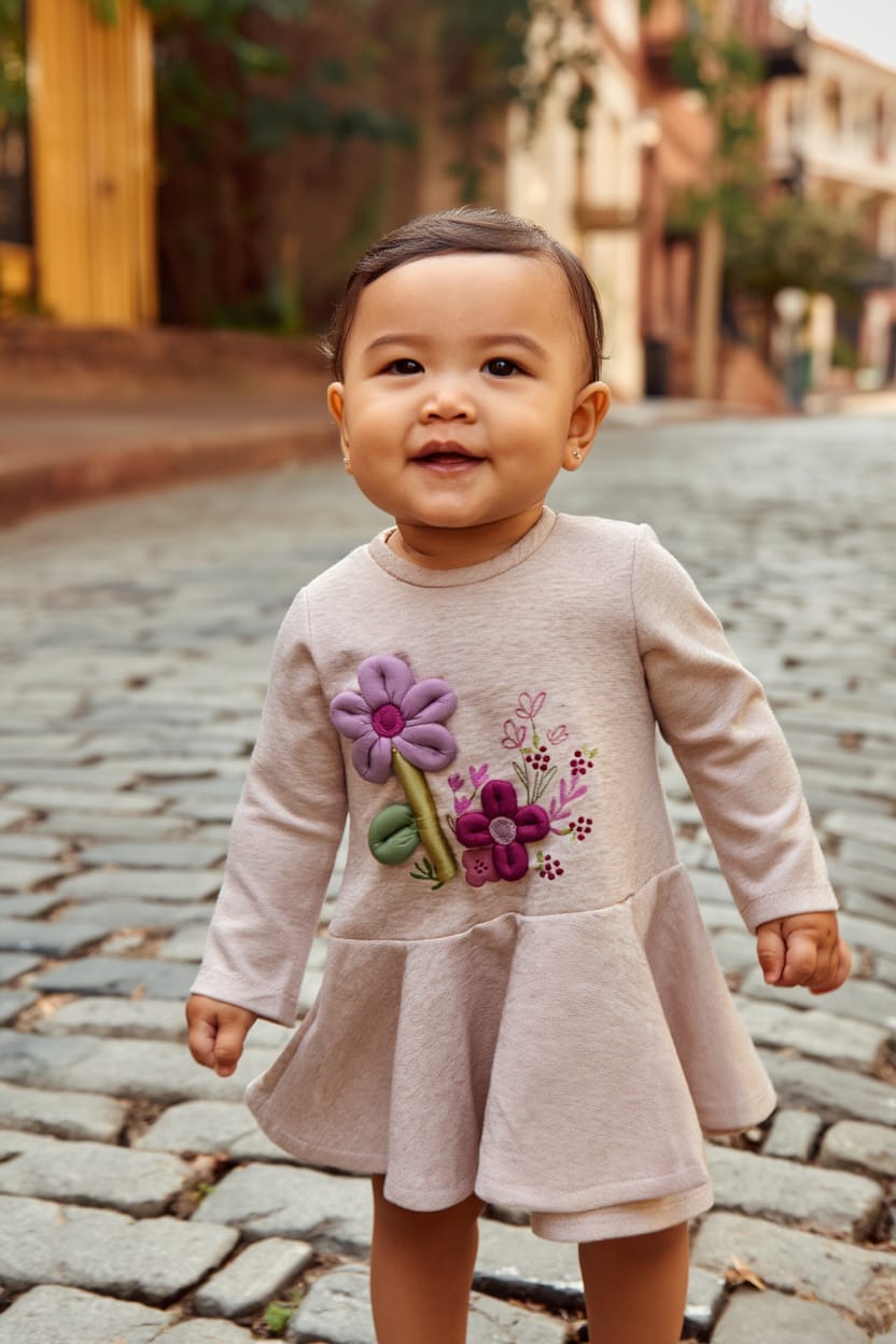 Vestido Flores 3D bebé niña