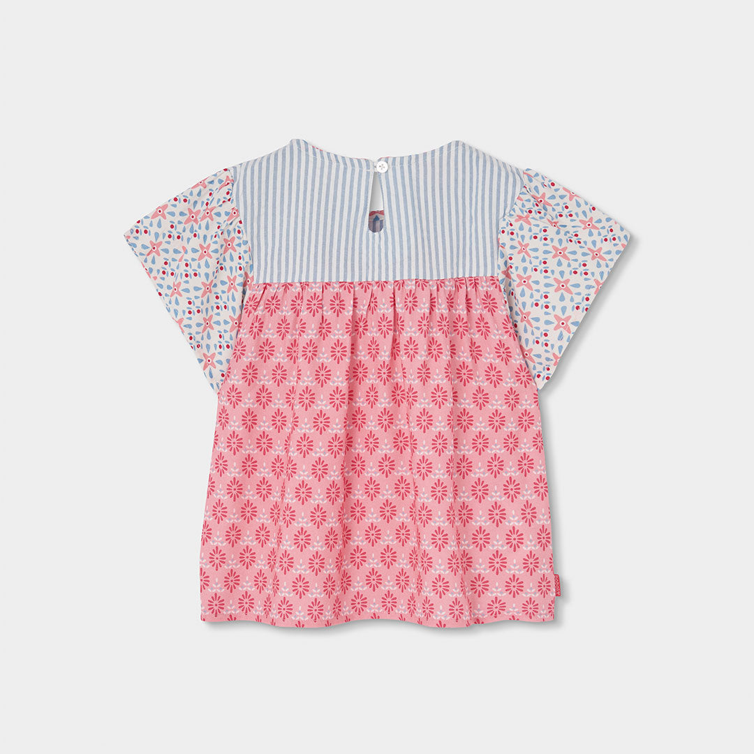 Blusa popelín combinada de niña