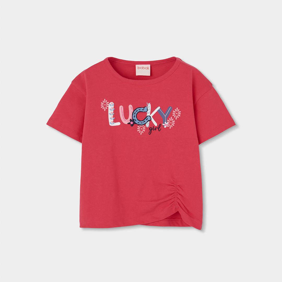 Camiseta niña algodón fresa