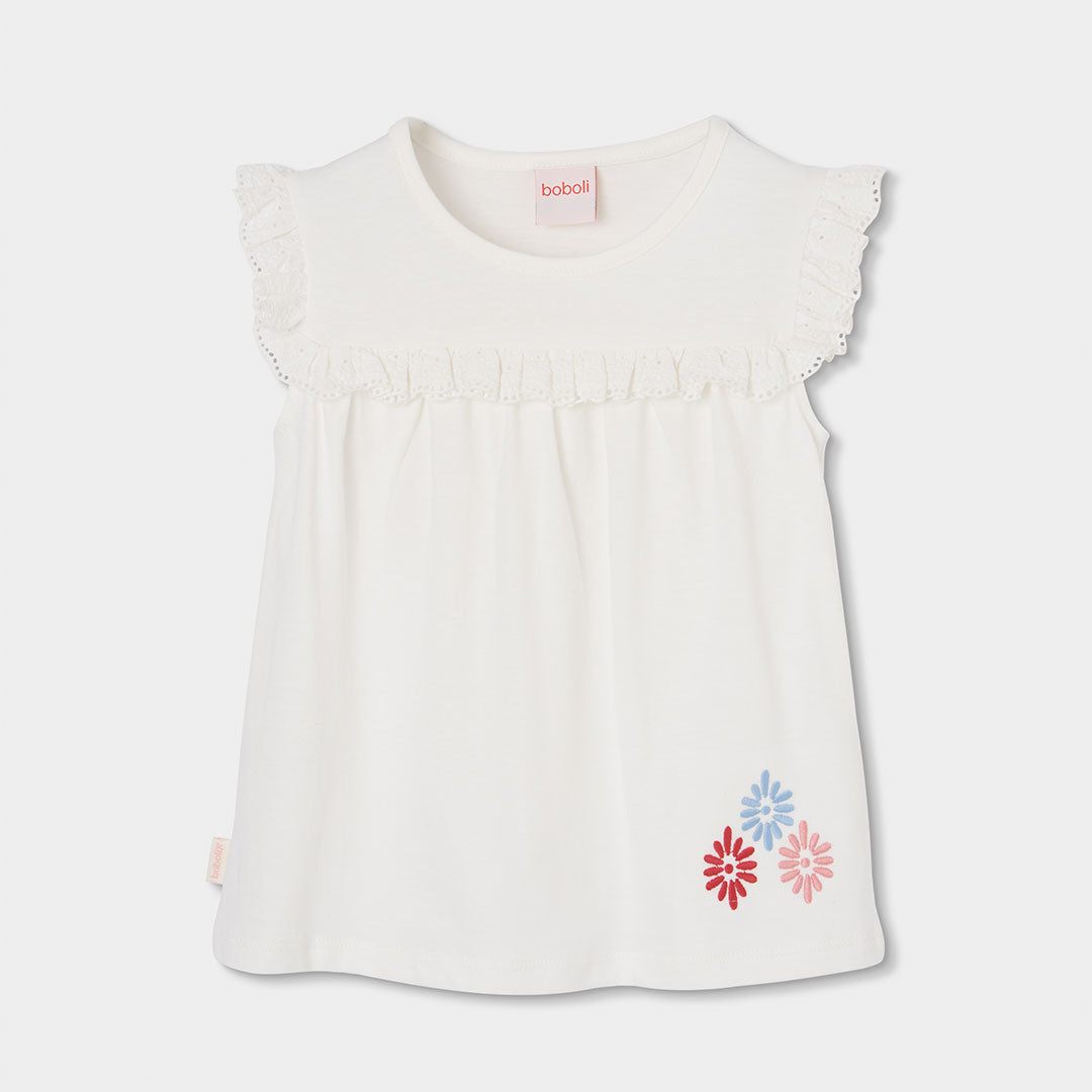 Camiseta de niña algodón blanco