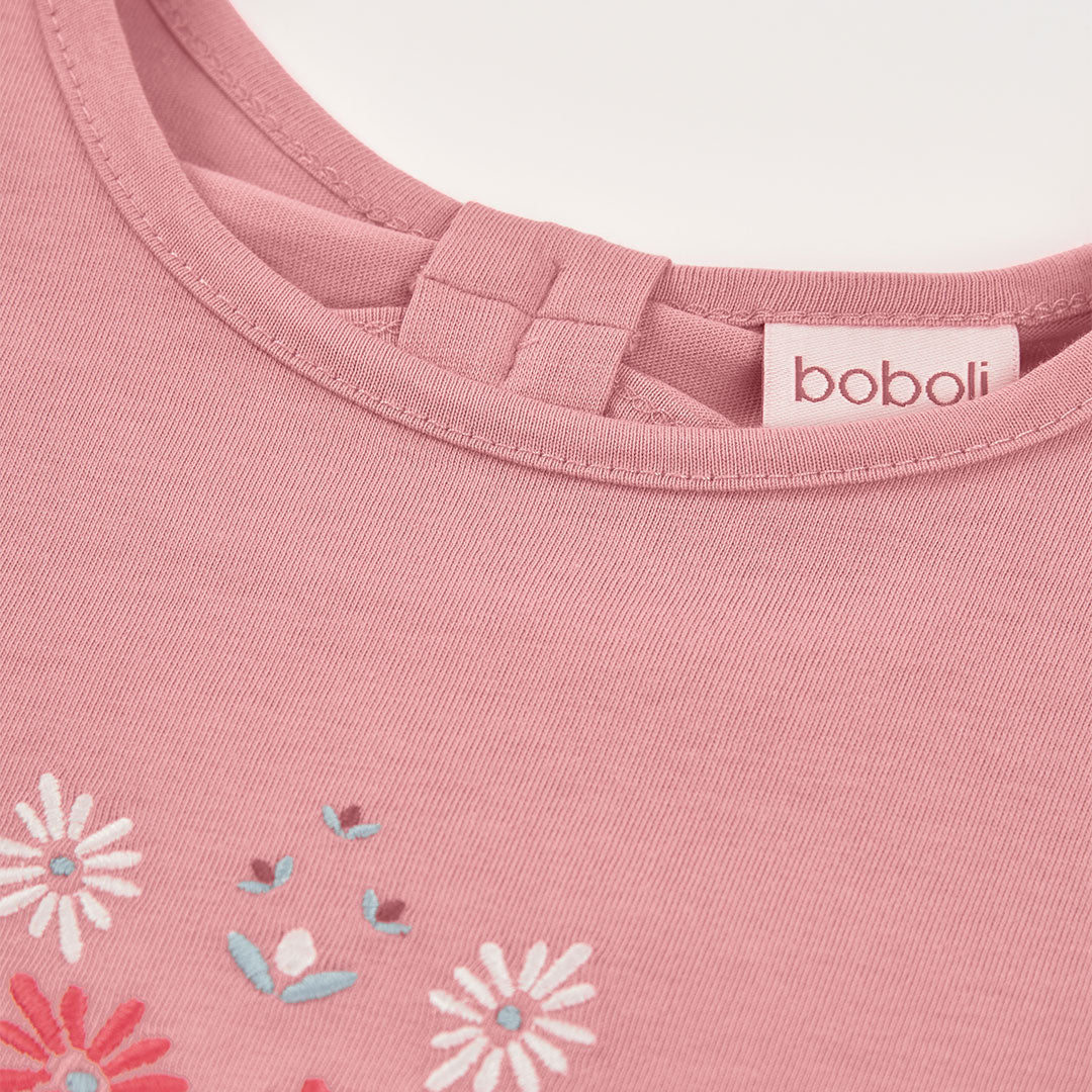 Camiseta manga corta niña algodón en rosa