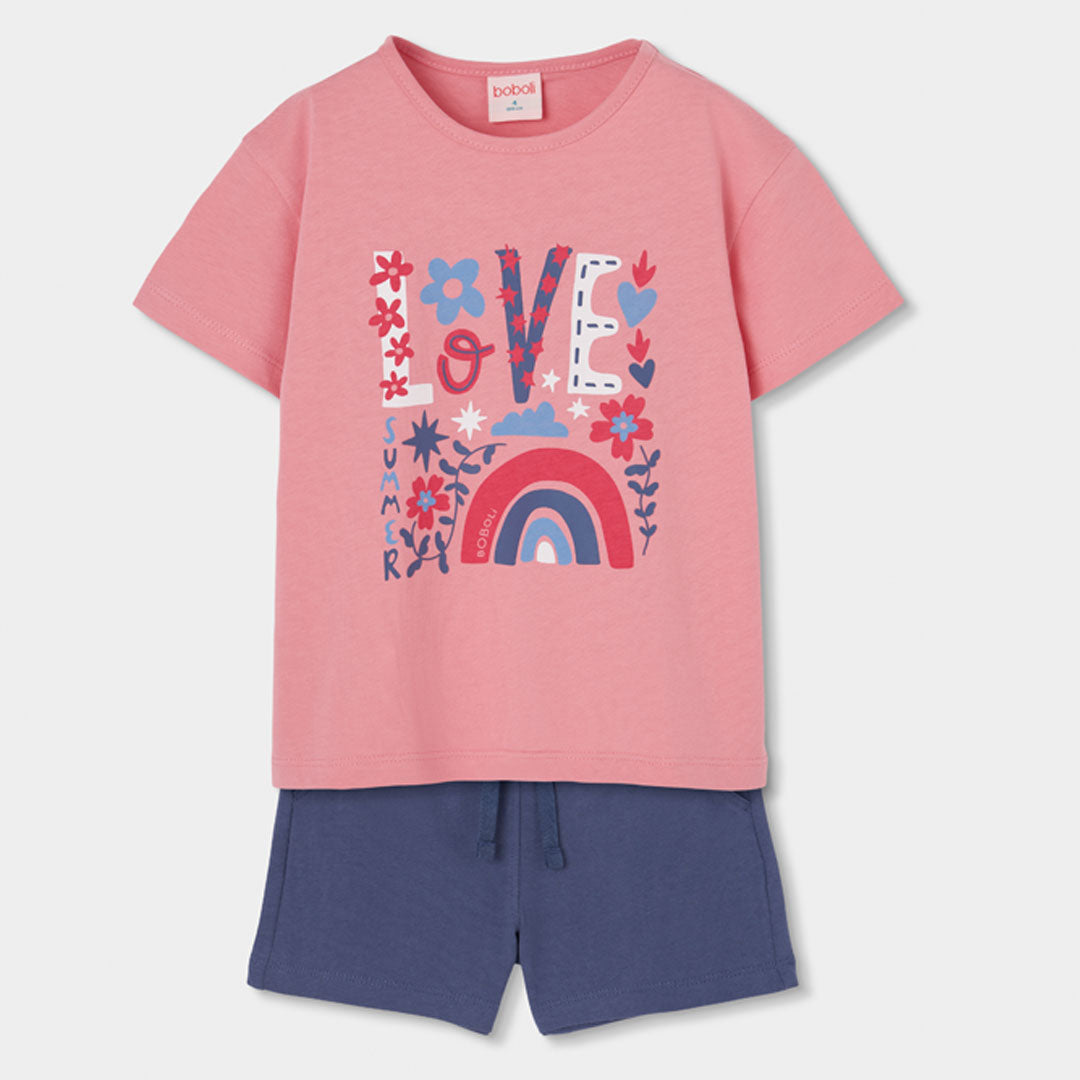 Conjunto camiseta y bermuda algodón de niña