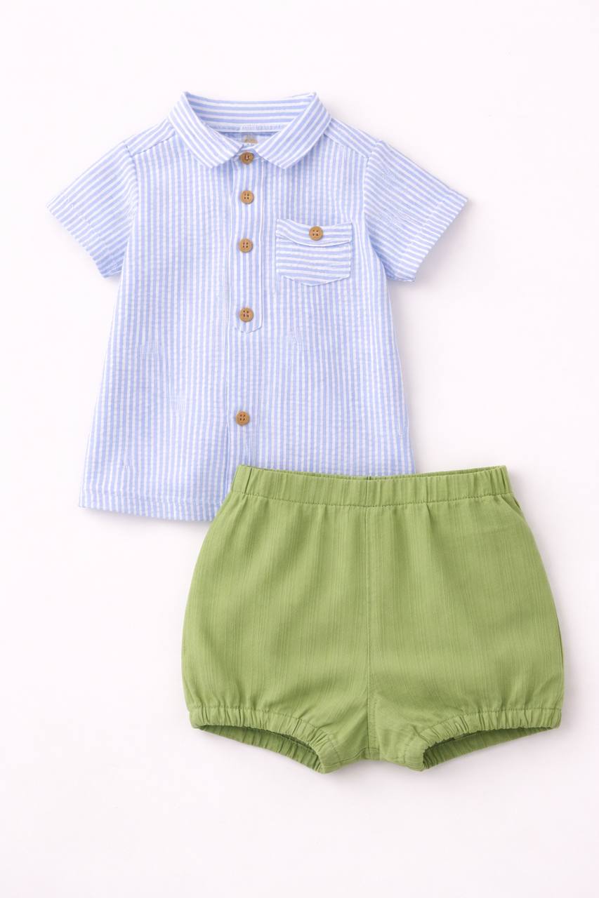 Conjunto bebé camisa rayas y bombacho Pisa