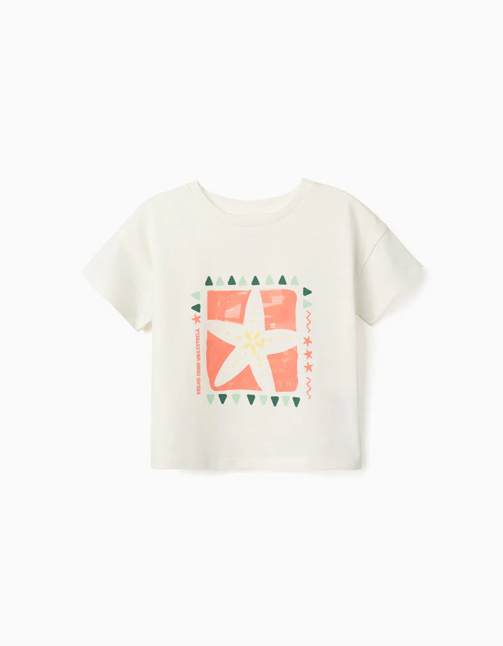 Camiseta manga corta estampada niña