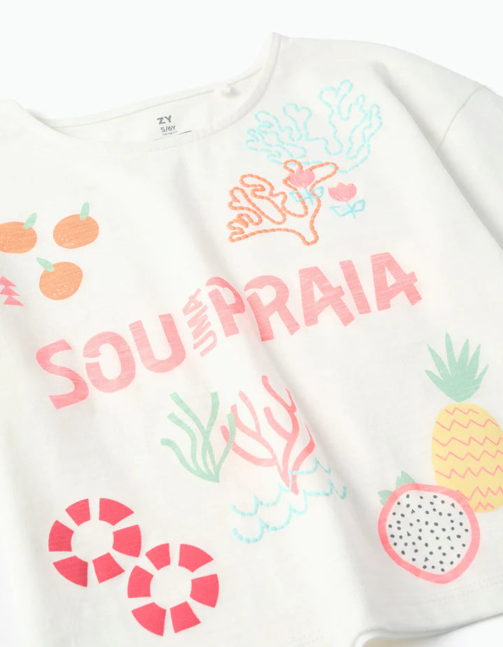 Camiseta manga corta con estampado niña