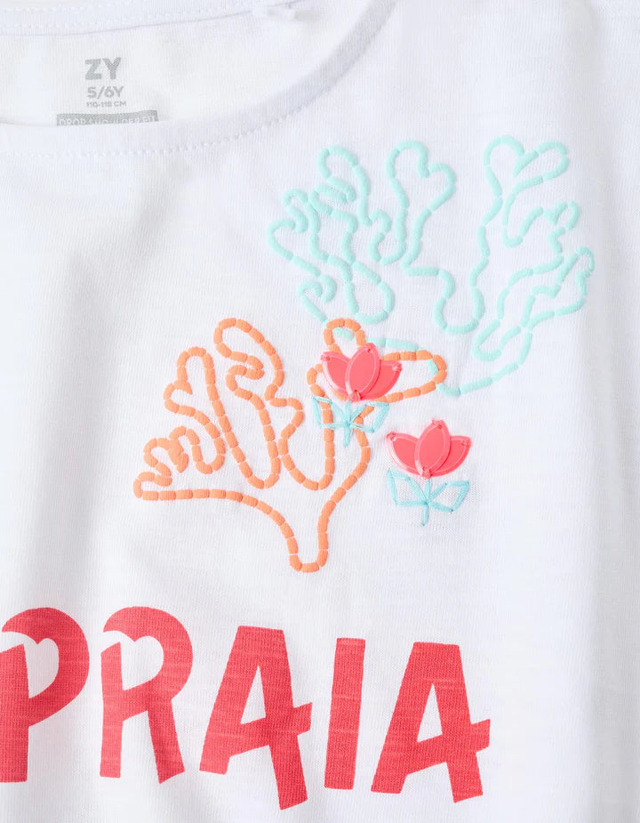 Camiseta manga corta con estampado niña