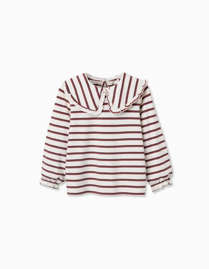 Camiseta de manga larga de punto a rayas niña