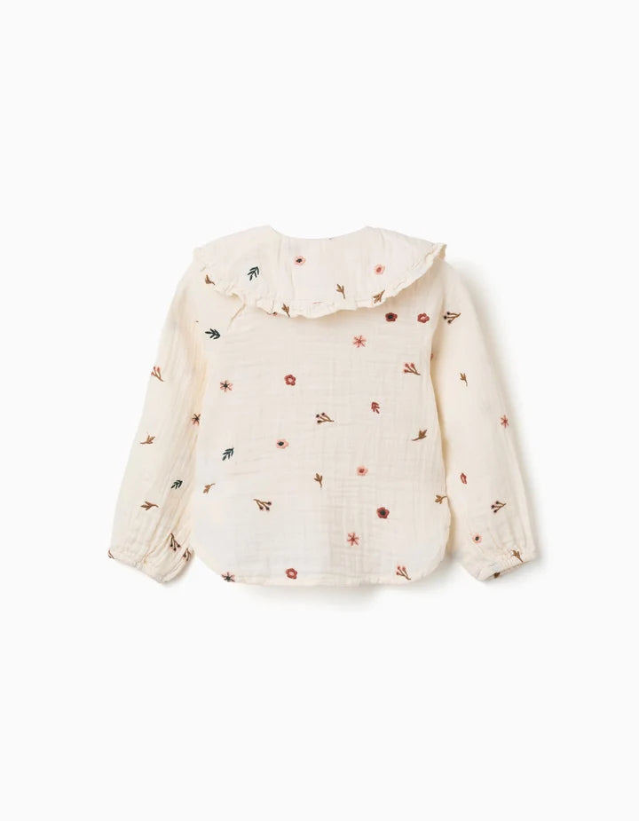 Blusa de algodón de manga larga niña