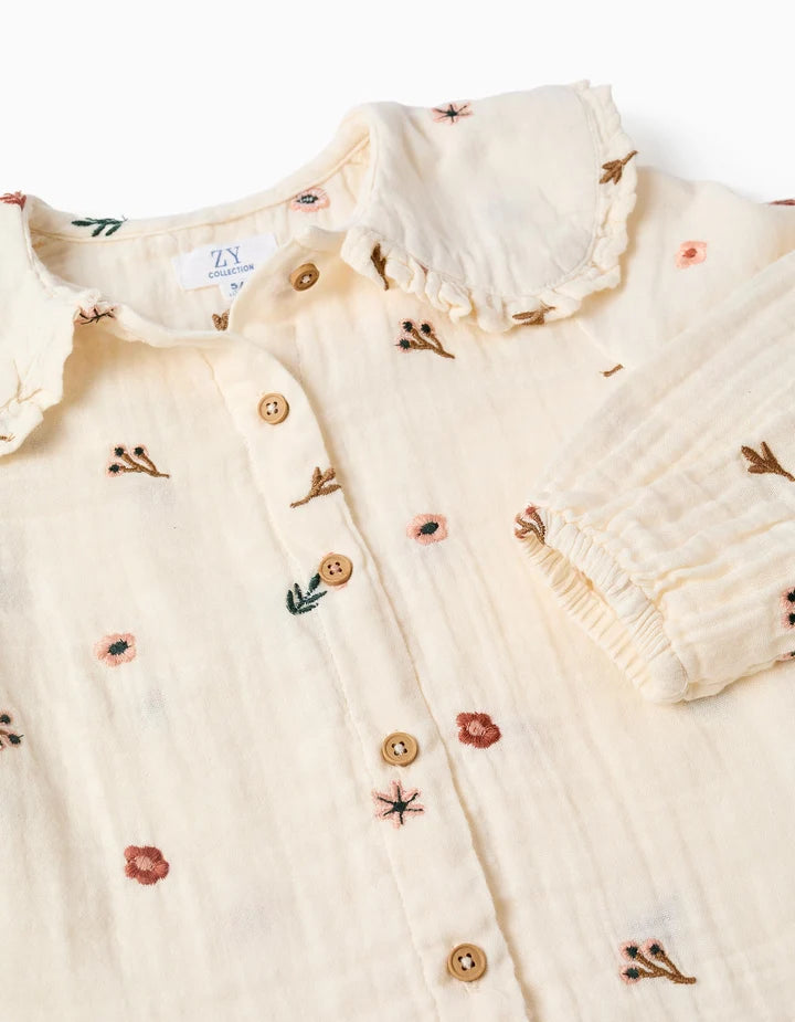 Blusa de algodón de manga larga niña