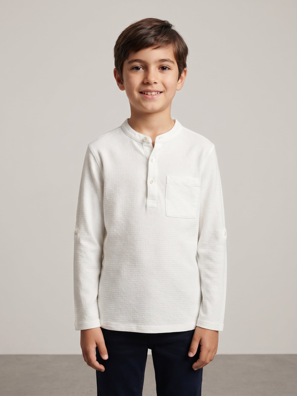 Camisa cuello mao blanca niño