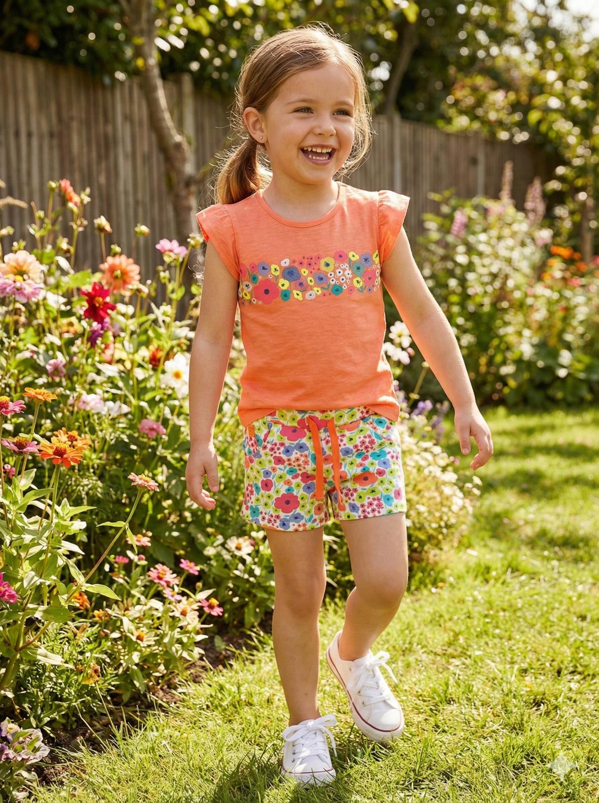 Bermudas felpa flores de niña