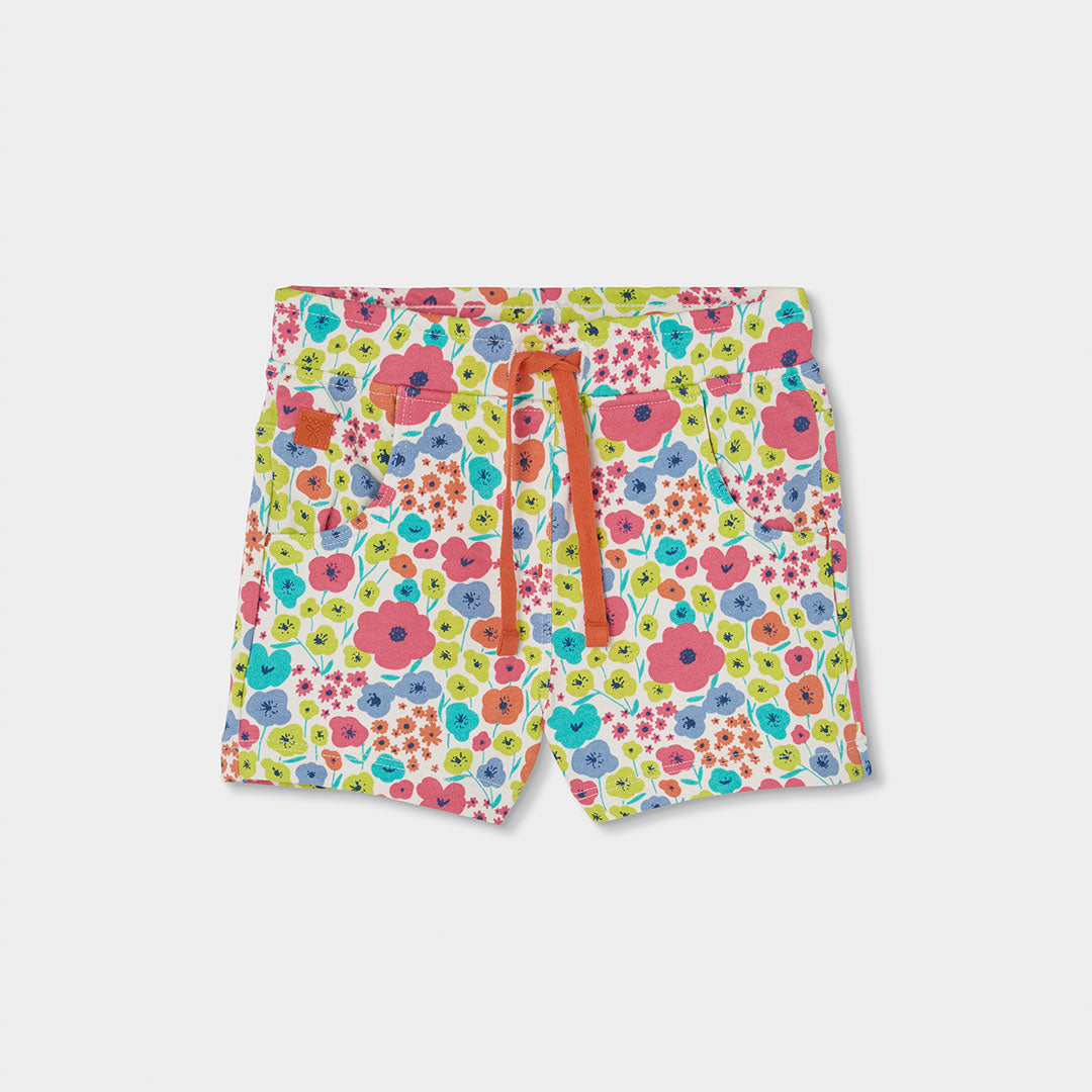Bermudas felpa flores de niña