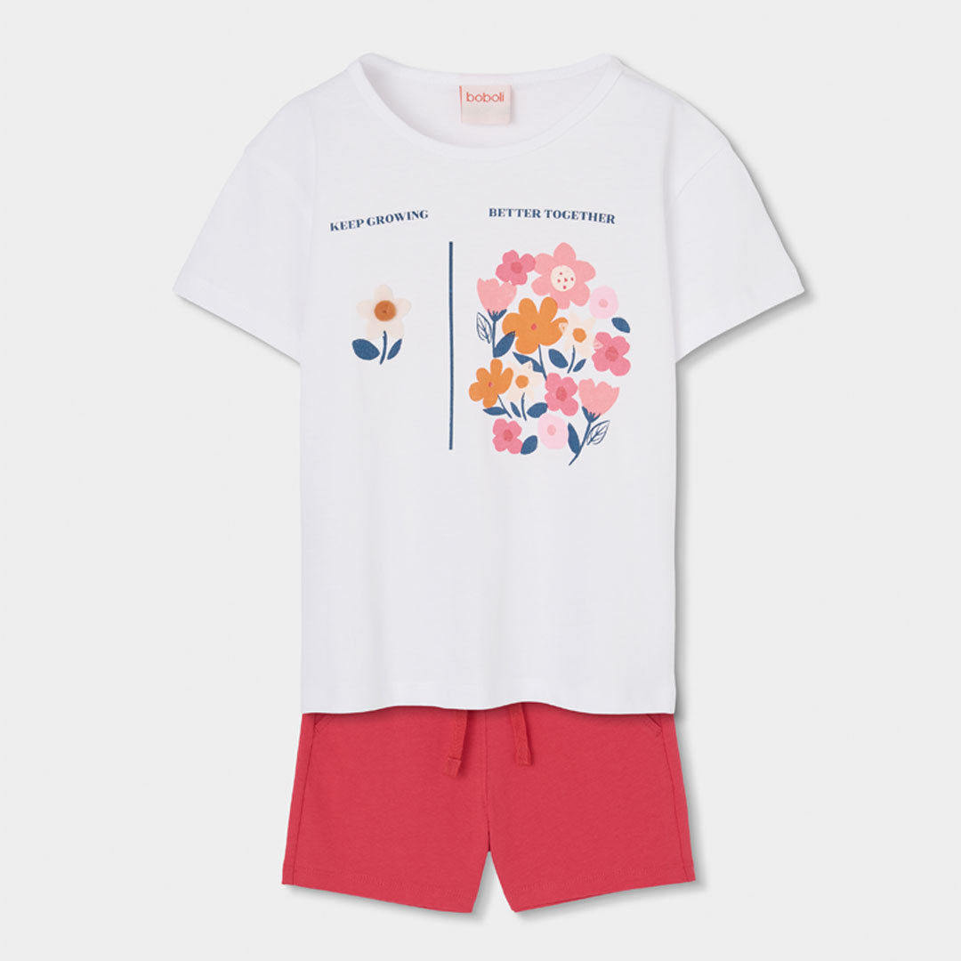 Conjunto pantalon corto y camiseta punto de niña