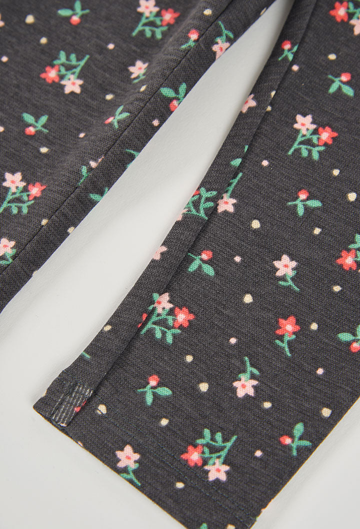 Leggings interlock flores de niña