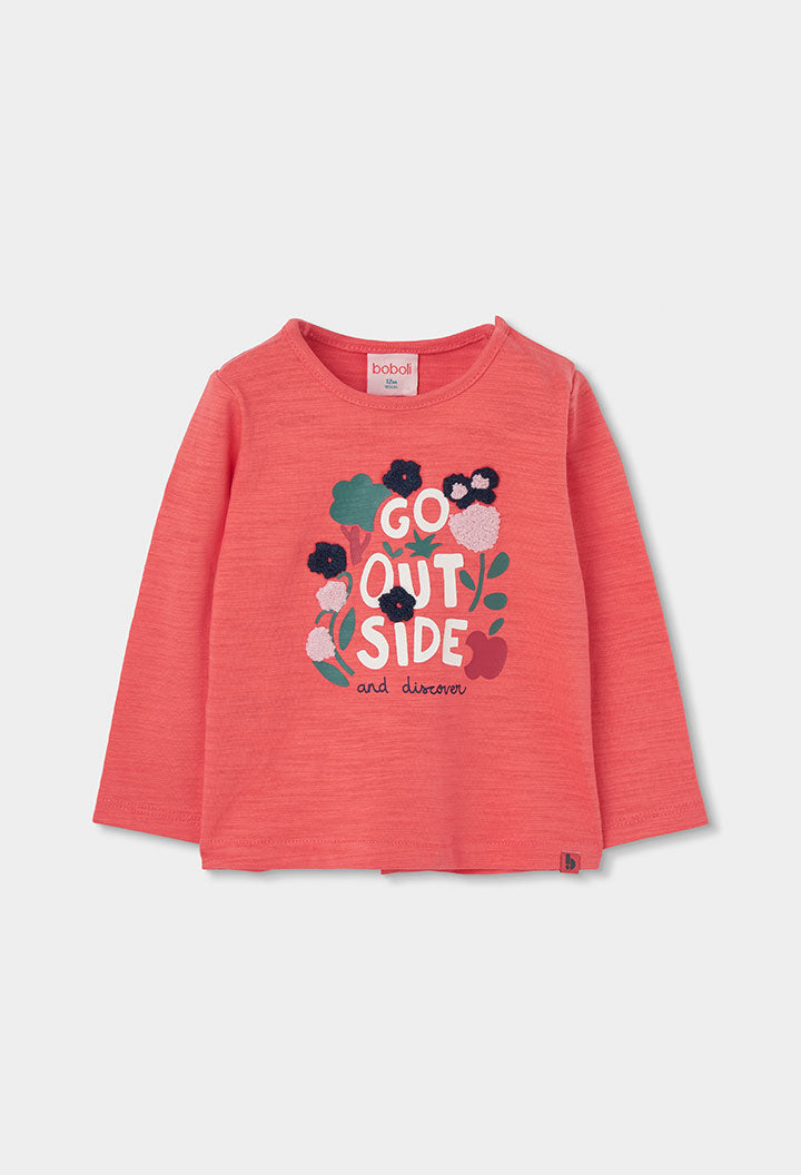 Camiseta punto flamé de niña