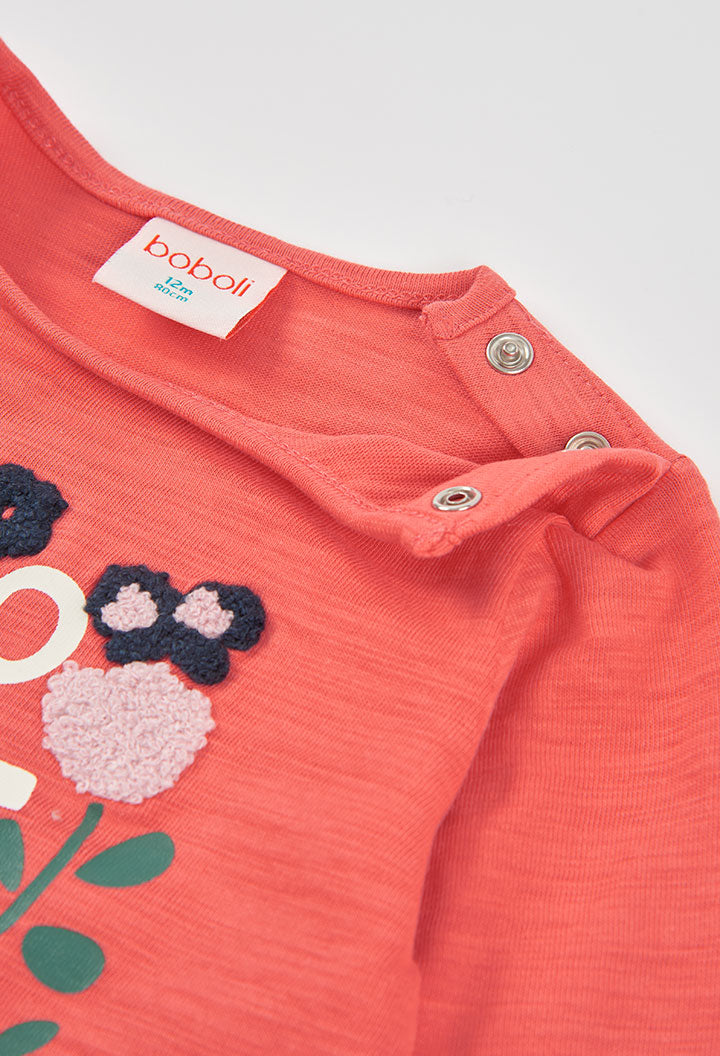 Camiseta punto flamé de niña