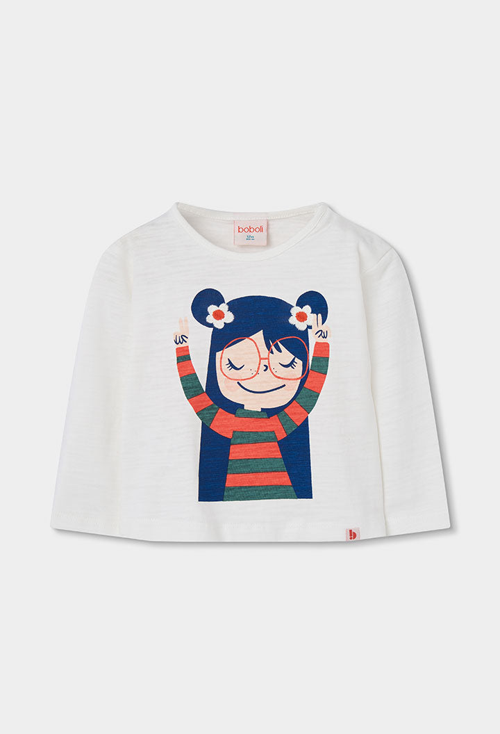 Camiseta punto flamé de niña