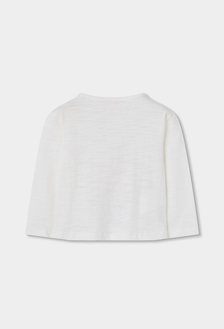 Camiseta punto flamé de niña