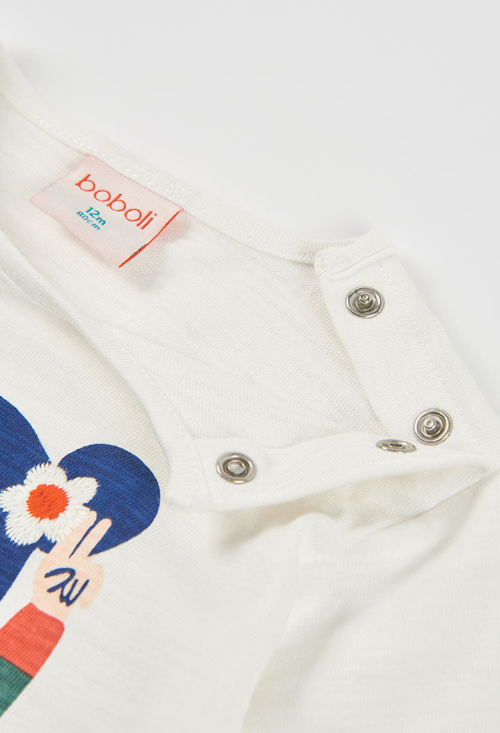 Camiseta punto flamé de niña