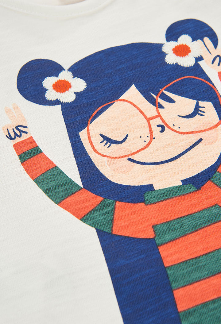 Camiseta punto flamé de niña