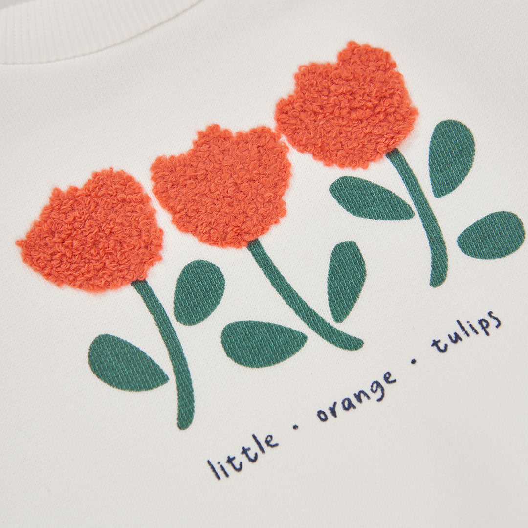 Sudadera de felpa niña con tulipanes